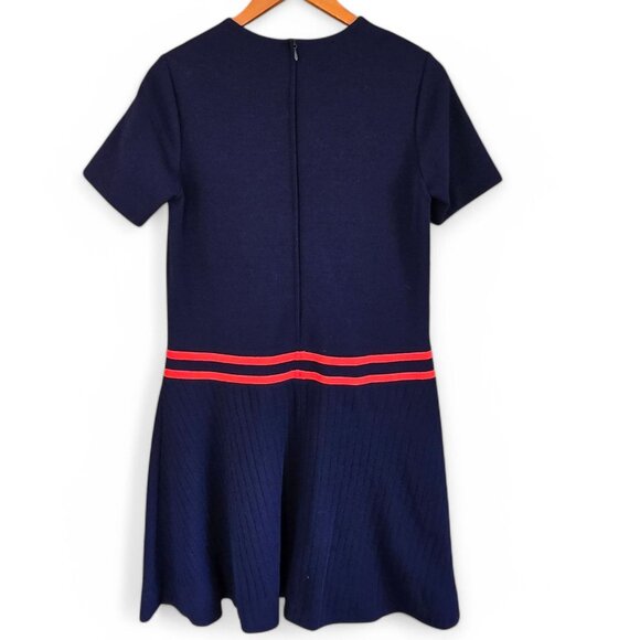 Vintage 1960s Elle Couture Ltd Navy Trevira Wool Blend Dress with Scarf - Picture 3 of 11